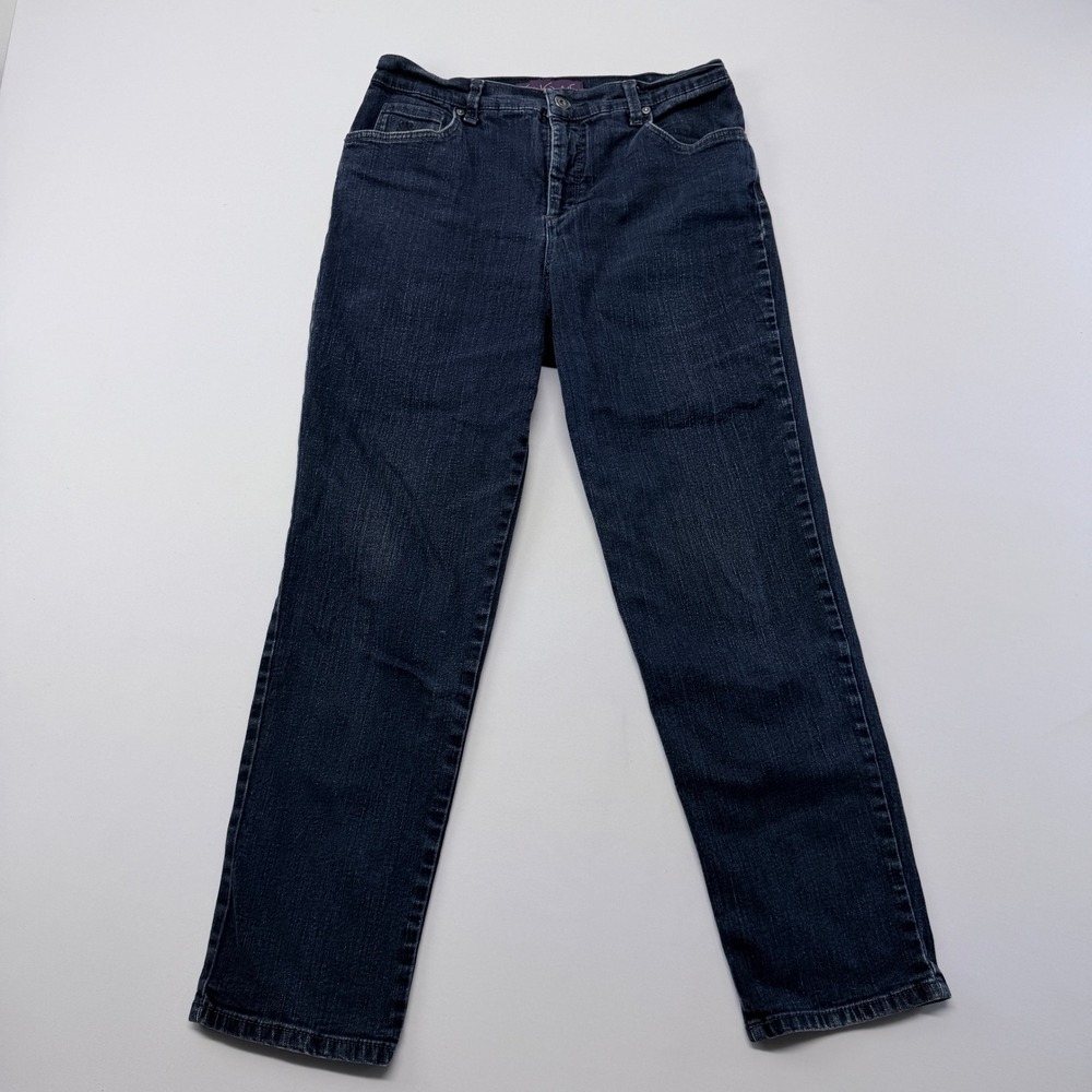 Gloria Vanderbilt Amanda High Rise Tapered Jeans Dark Wash Blue Size 12 Short